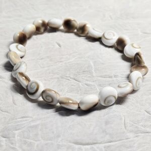 Natural Shell Bead Bracelet in White and Brown 0602
